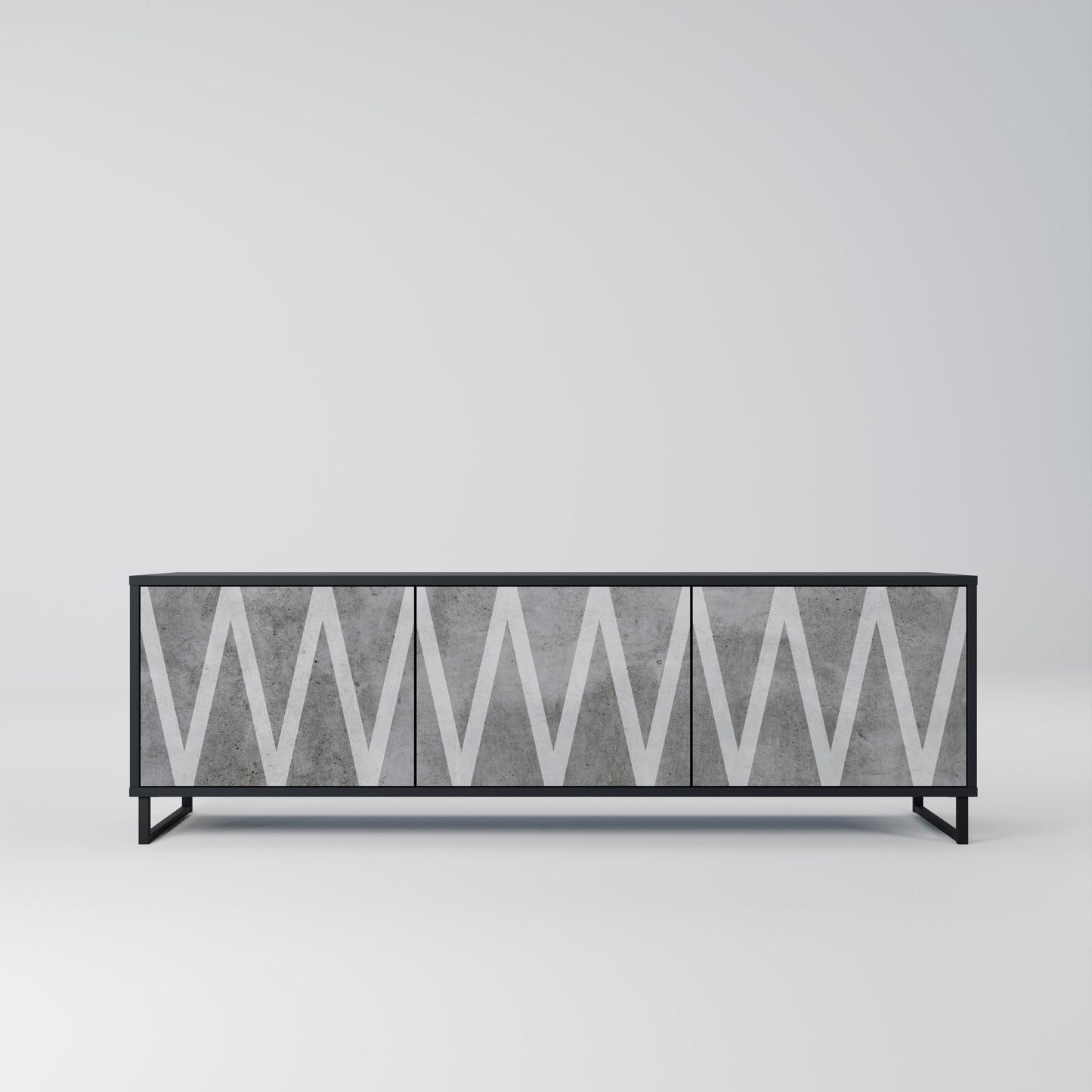 SOLID ZIG ZAG 3-dörrars TV-bänk i svart finish