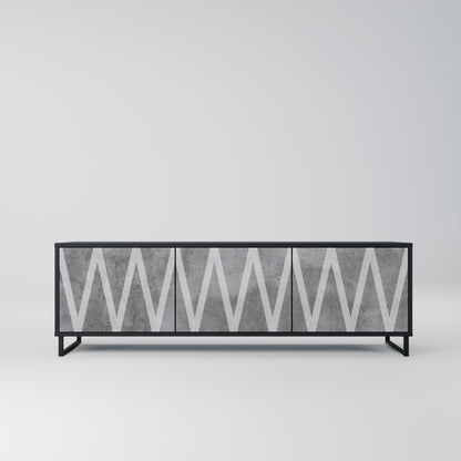 SOLID ZIG ZAG 3-dörrars TV-bänk i svart finish