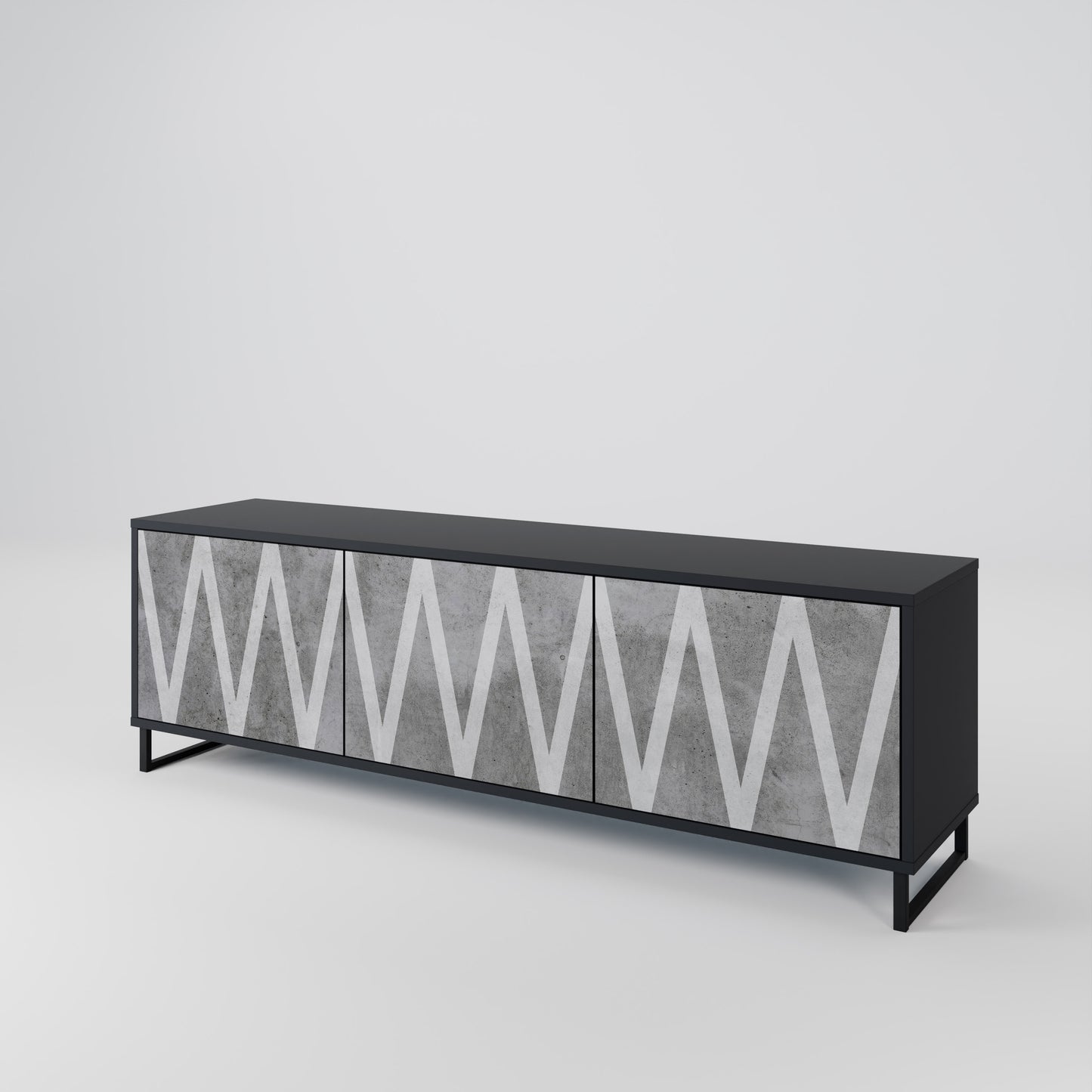 SOLID ZIG ZAG 3-dörrars TV-bänk i svart finish