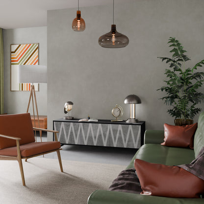 SOLID ZIG ZAG 3-dörrars TV-bänk i svart finish