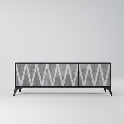 SOLID ZIG ZAG 3-dörrars TV-bänk i svart finish