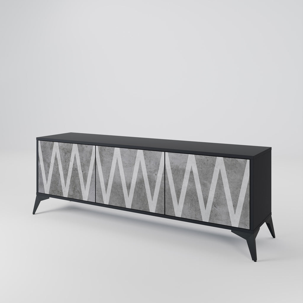 SOLID ZIG ZAG 3-dörrars TV-bänk i svart finish