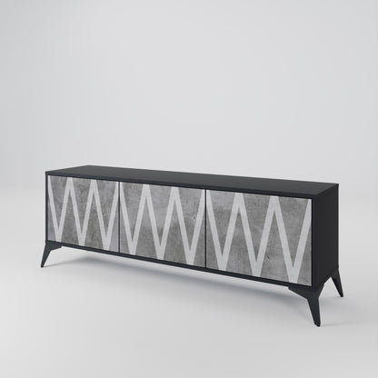SOLID ZIG ZAG 3-dörrars TV-bänk i svart finish