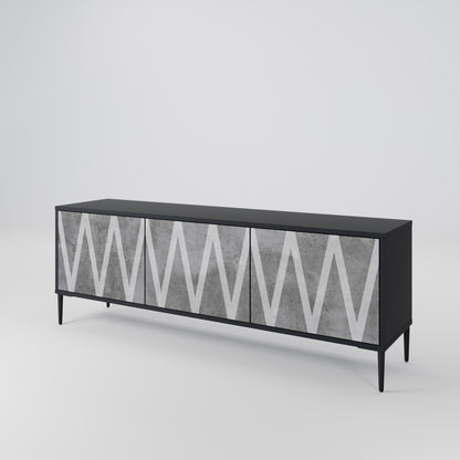 SOLID ZIG ZAG 3-dörrars TV-bänk i svart finish