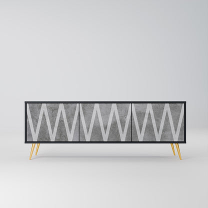 SOLID ZIG ZAG 3-dörrars TV-bänk i svart finish