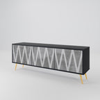 SOLID ZIG ZAG 3-dörrars TV-bänk i svart finish