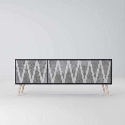 SOLID ZIG ZAG 3-dörrars TV-bänk i svart finish