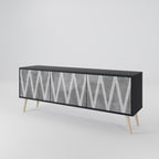 SOLID ZIG ZAG 3-dörrars TV-bänk i svart finish