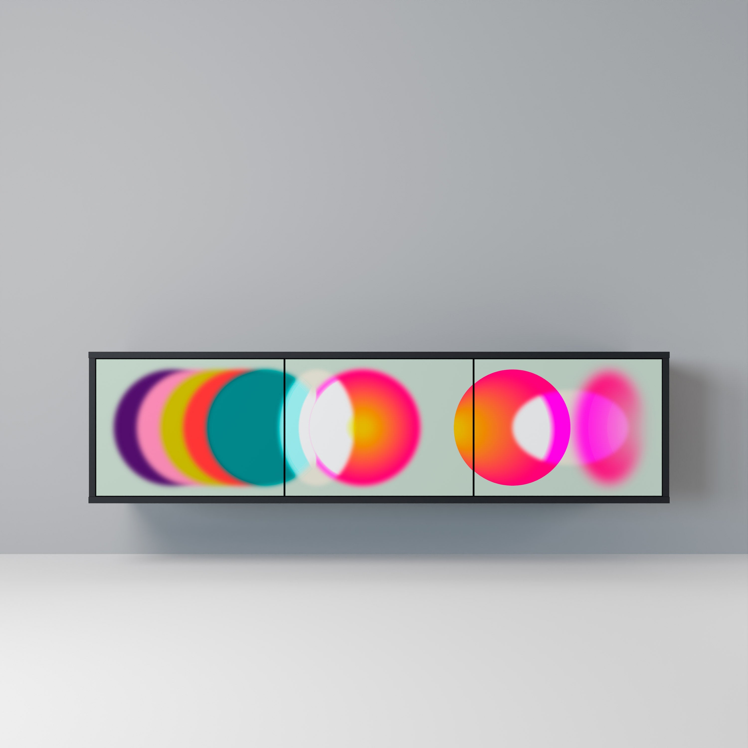 SYMPHONY OF COLOURS 3-dörrars TV-bänk i svart finish