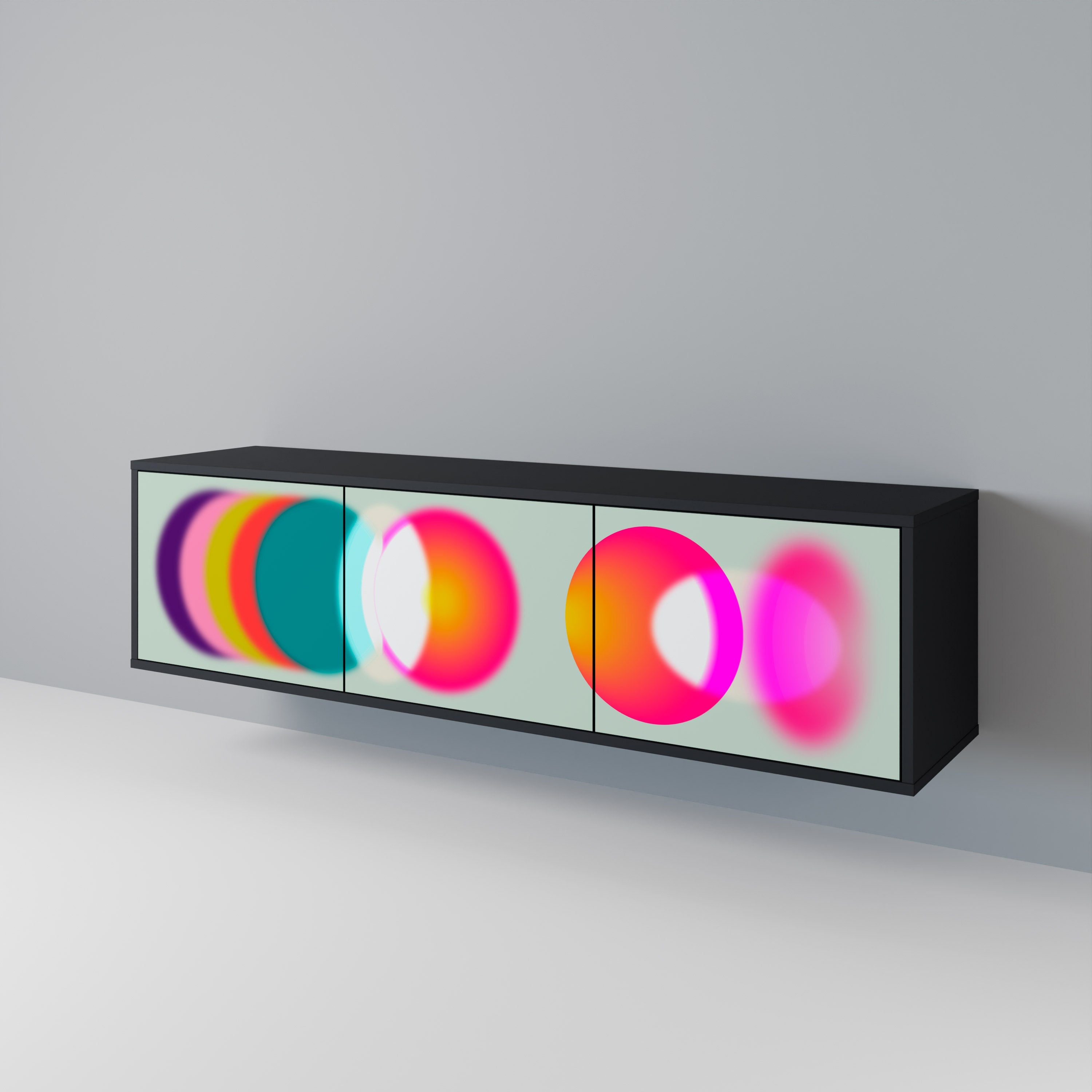 SYMPHONY OF COLOURS 3-dörrars TV-bänk i svart finish