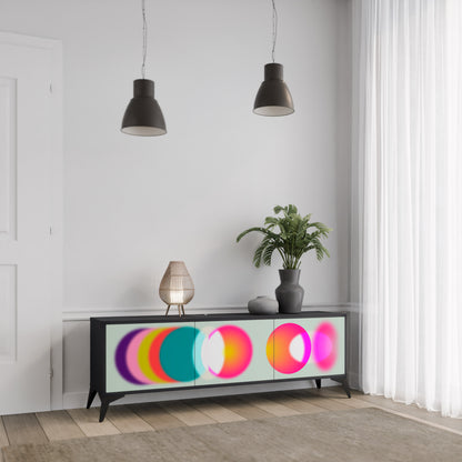 SYMPHONY OF COLORS 3-Door TV Stand in Black Finish