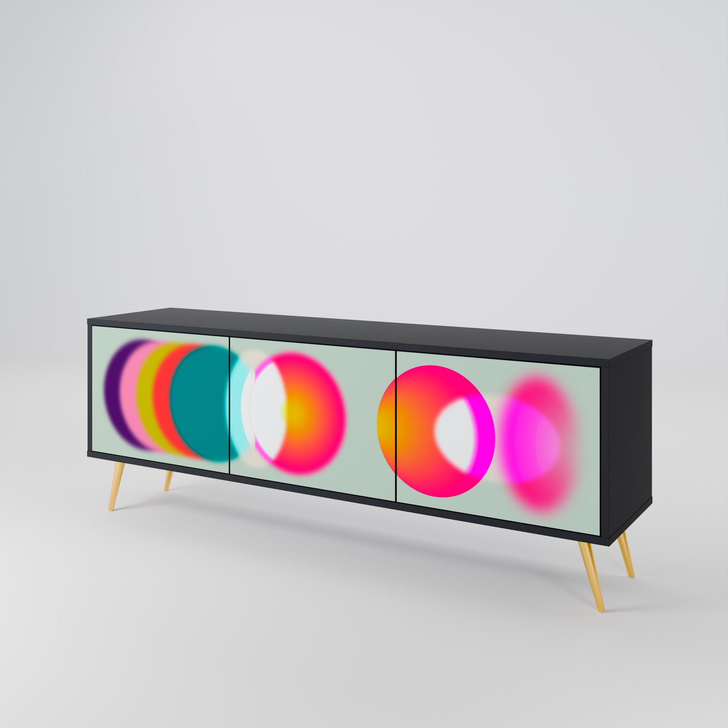 SYMPHONY OF COLORS 3-Door TV Stand in Black Finish