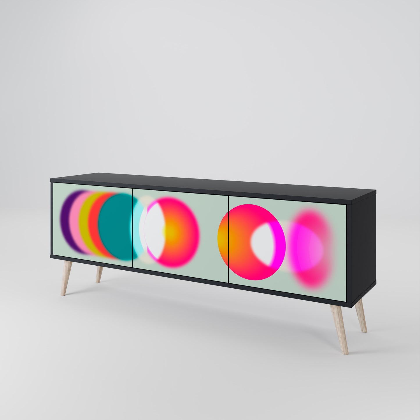 SYMPHONY OF COLORS 3-Door TV Stand in Black Finish