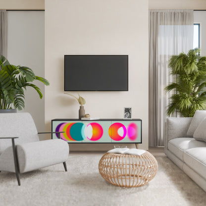 SYMPHONY OF COLORS 3-Door TV Stand in Black Finish