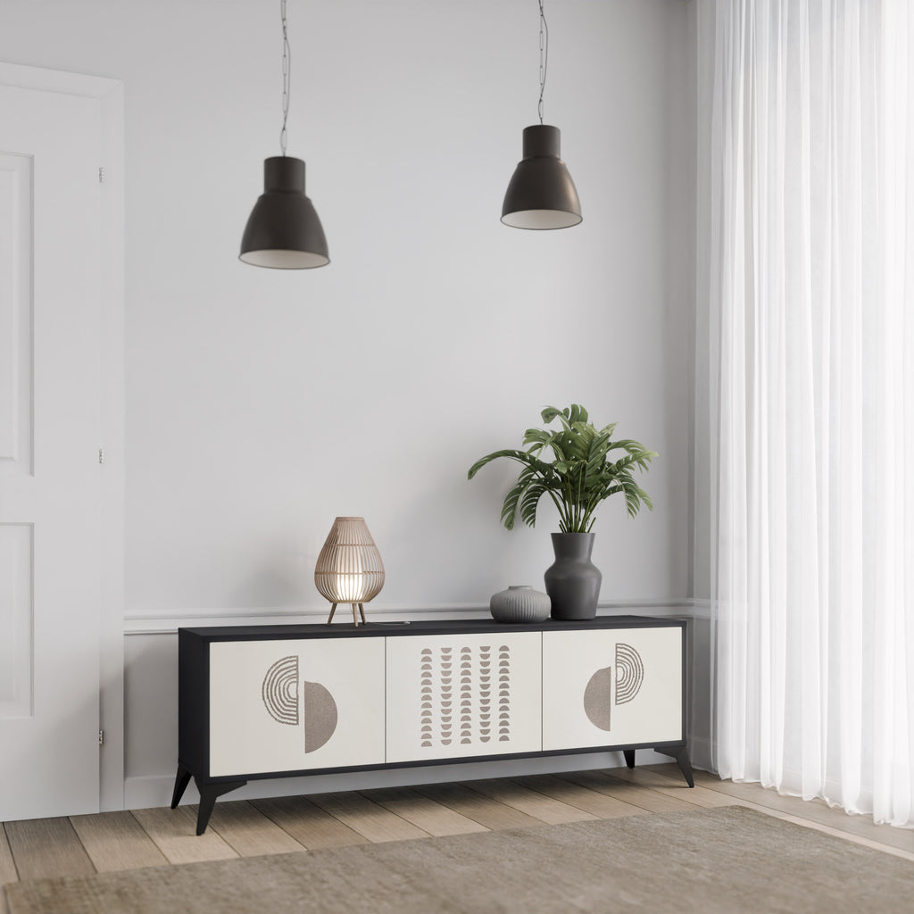 HARMONY ESSENCE 3-dörrars TV-bänk i svart finish