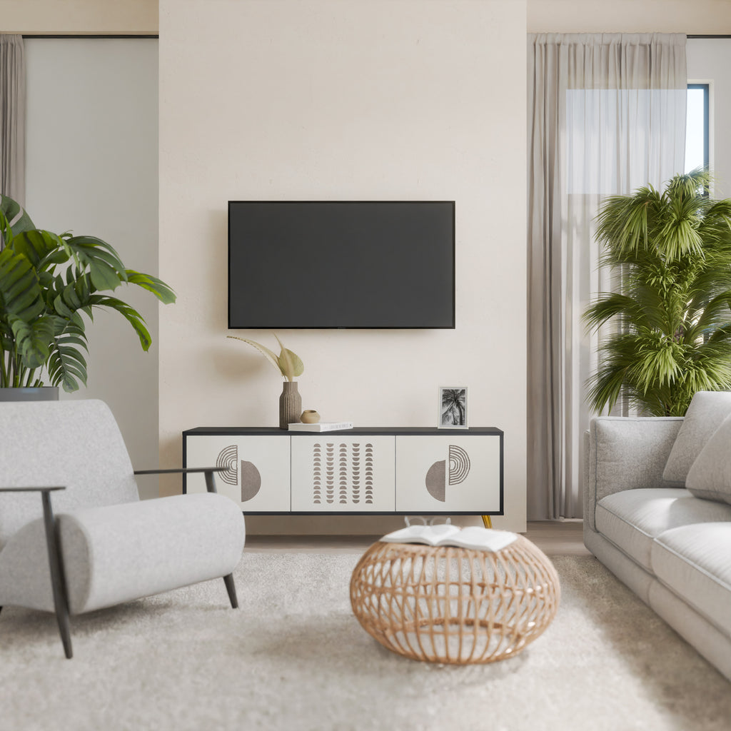 HARMONY ESSENCE 3-dörrars TV-bänk i svart finish