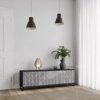 WAVES OF CONCRETE 3-dörrars TV-bänk i svart finish