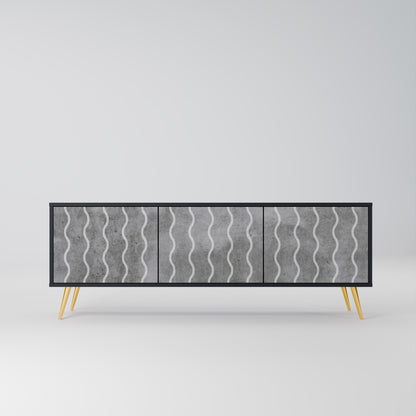 WAVES OF CONCRETE 3-dörrars TV-bänk i svart finish