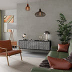 WAVES OF CONCRETE 3-dörrars TV-bänk i svart finish