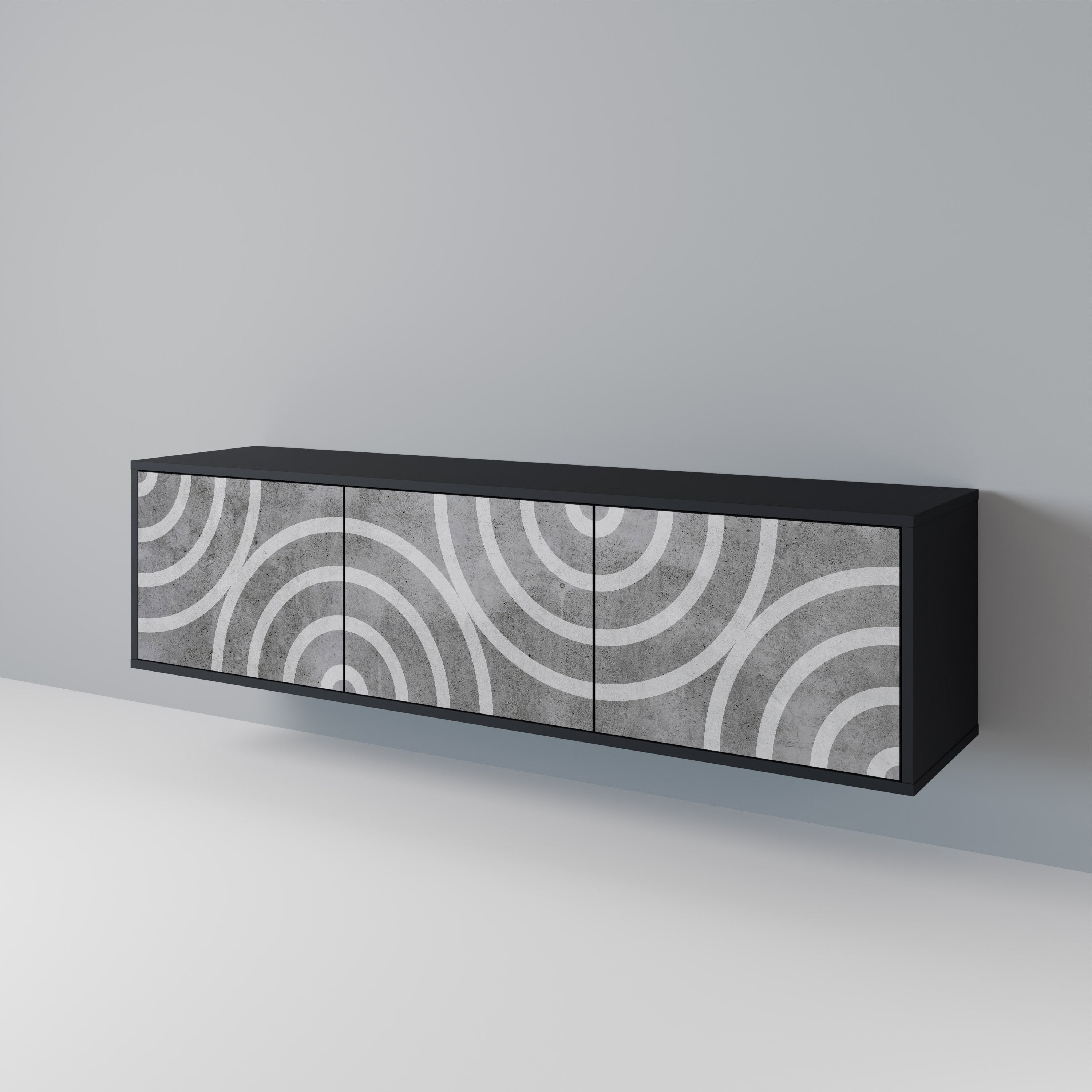 CIRCLE CONCRETE TV-bänk med 3 dörrar
