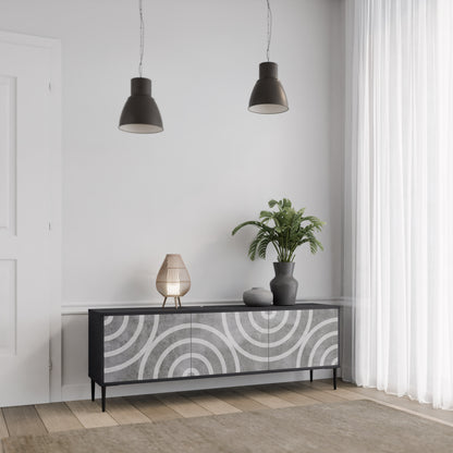 CIRCLE CONCRETE 3-dörrars TV-bänk i svart finish
