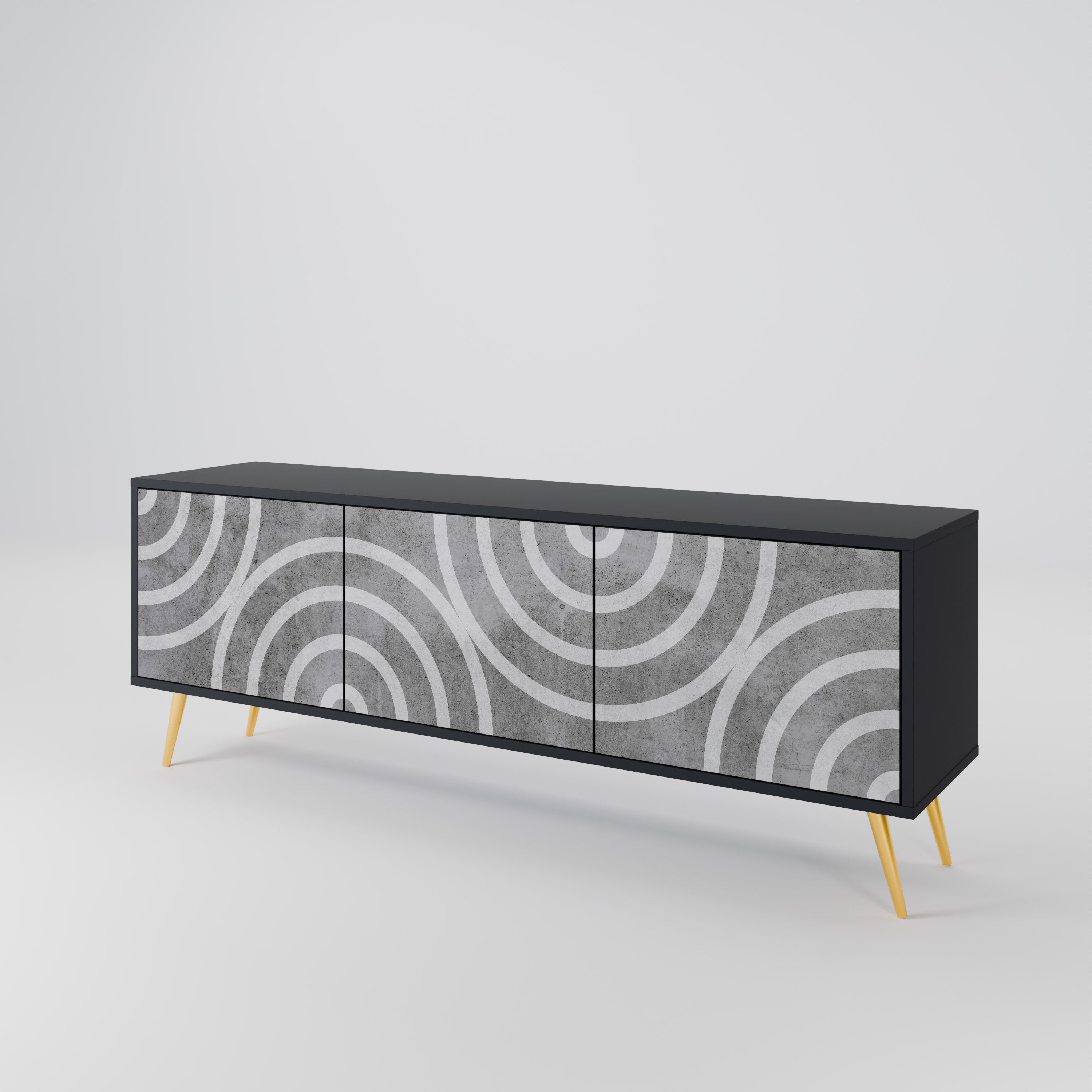 CIRCLE CONCRETE TV-bänk med 3 dörrar
