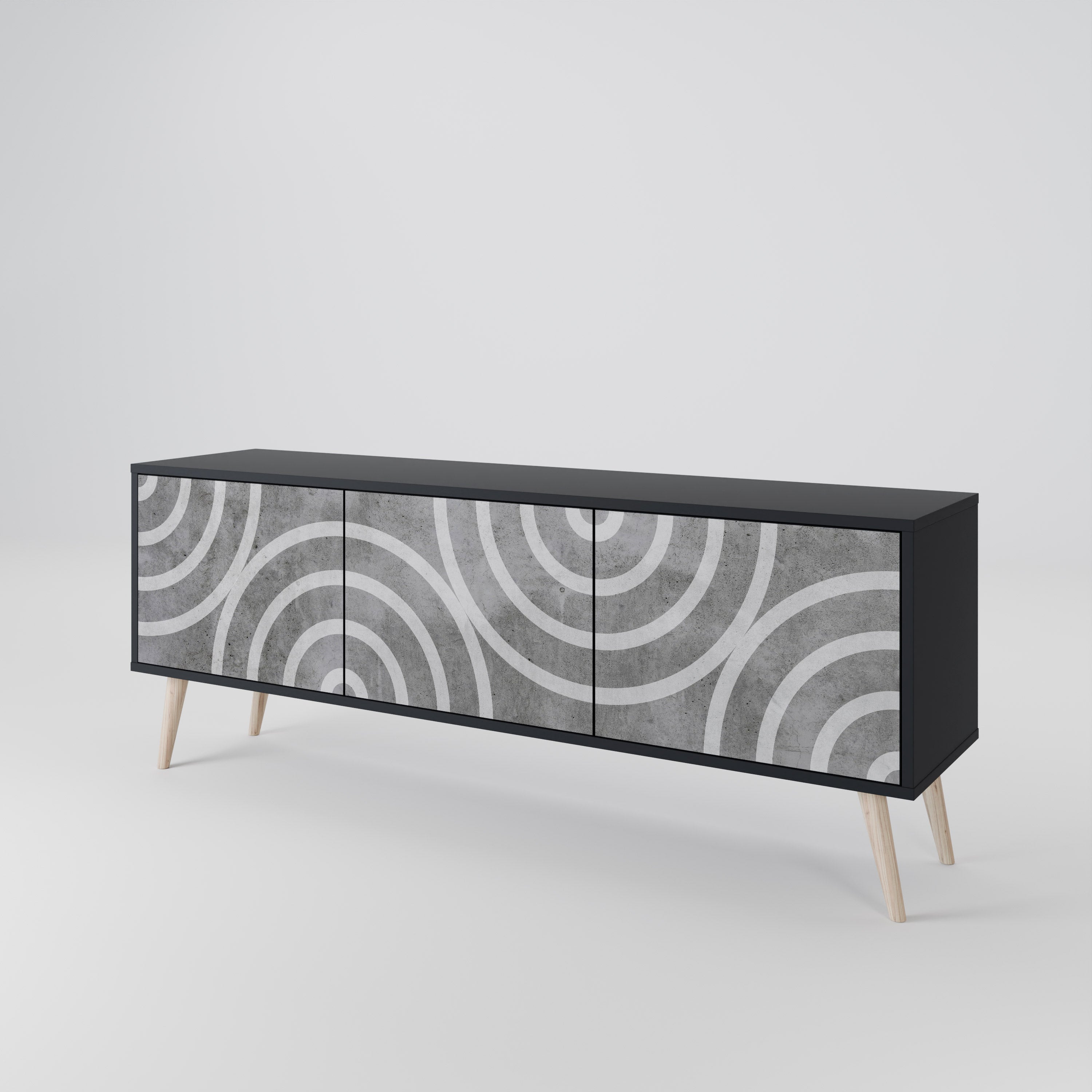 CIRCLE CONCRETE TV-bänk med 3 dörrar