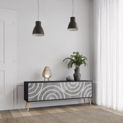 CIRCLE CONCRETE 3-dörrars TV-bänk i svart finish