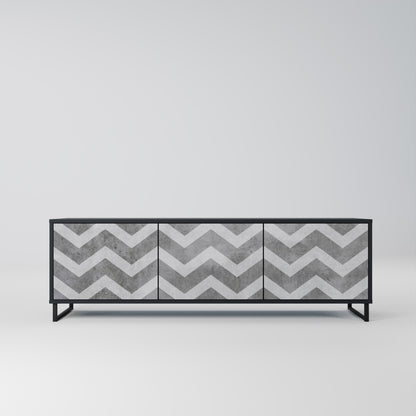 TOUGH ZIG ZAG 3-dörrars TV-bänk i svart finish