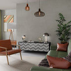 TOUGH ZIG ZAG 3-dörrars TV-bänk i svart finish