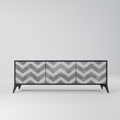 TOUGH ZIG ZAG 3-dörrars TV-bänk i svart finish