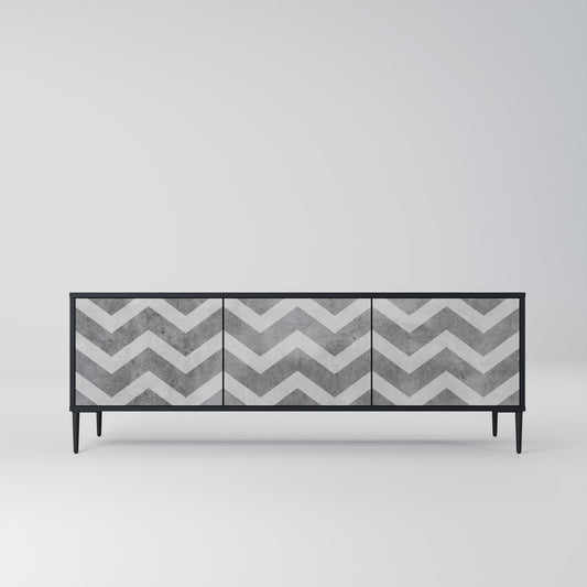 TOUGH ZIG ZAG 3-dörrars TV-bänk i svart finish