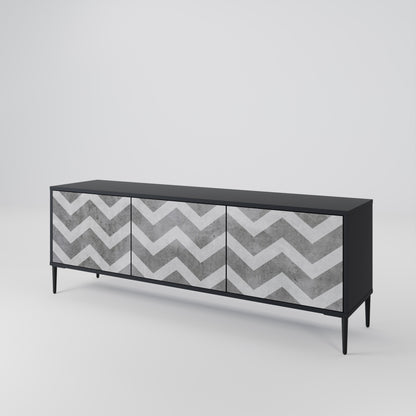 TOUGH ZIG ZAG 3-dörrars TV-bänk i svart finish