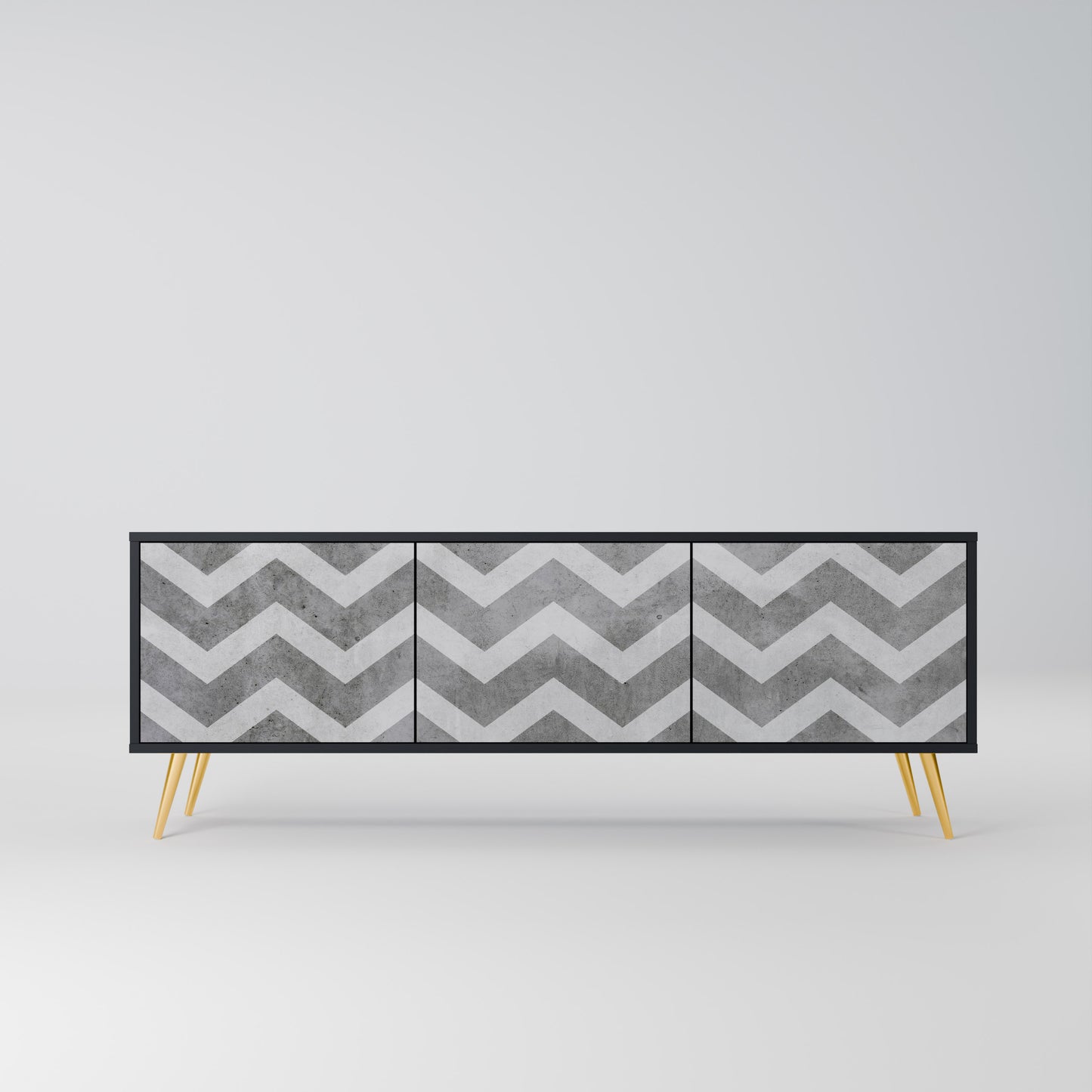 TOUGH ZIG ZAG 3-dörrars TV-bänk i svart finish