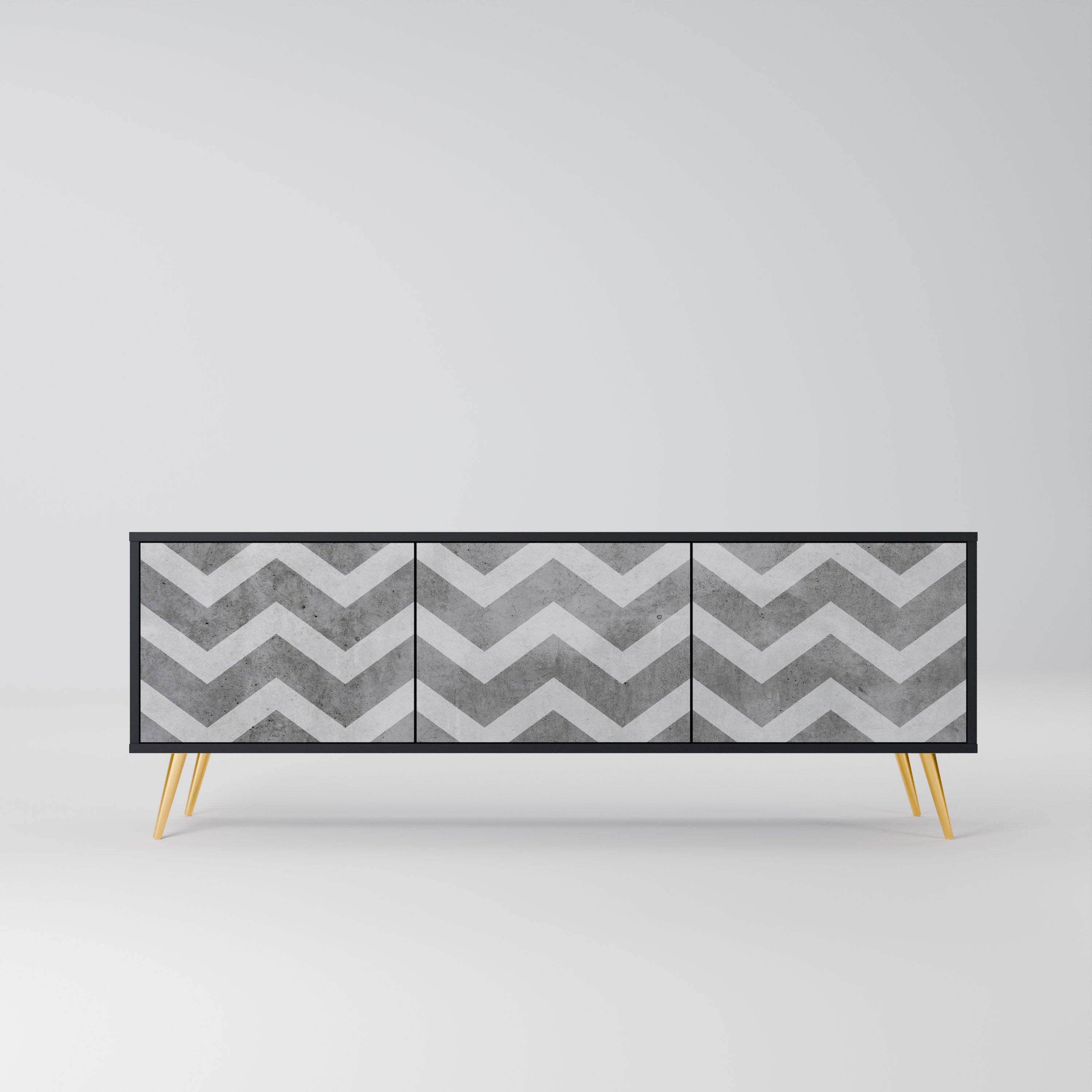 TOUGH ZIG ZAG 3-dörrars TV-bänk i svart finish