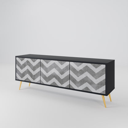 TOUGH ZIG ZAG 3-dörrars TV-bänk i svart finish