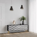 TOUGH ZIG ZAG 3-dörrars TV-bänk i svart finish