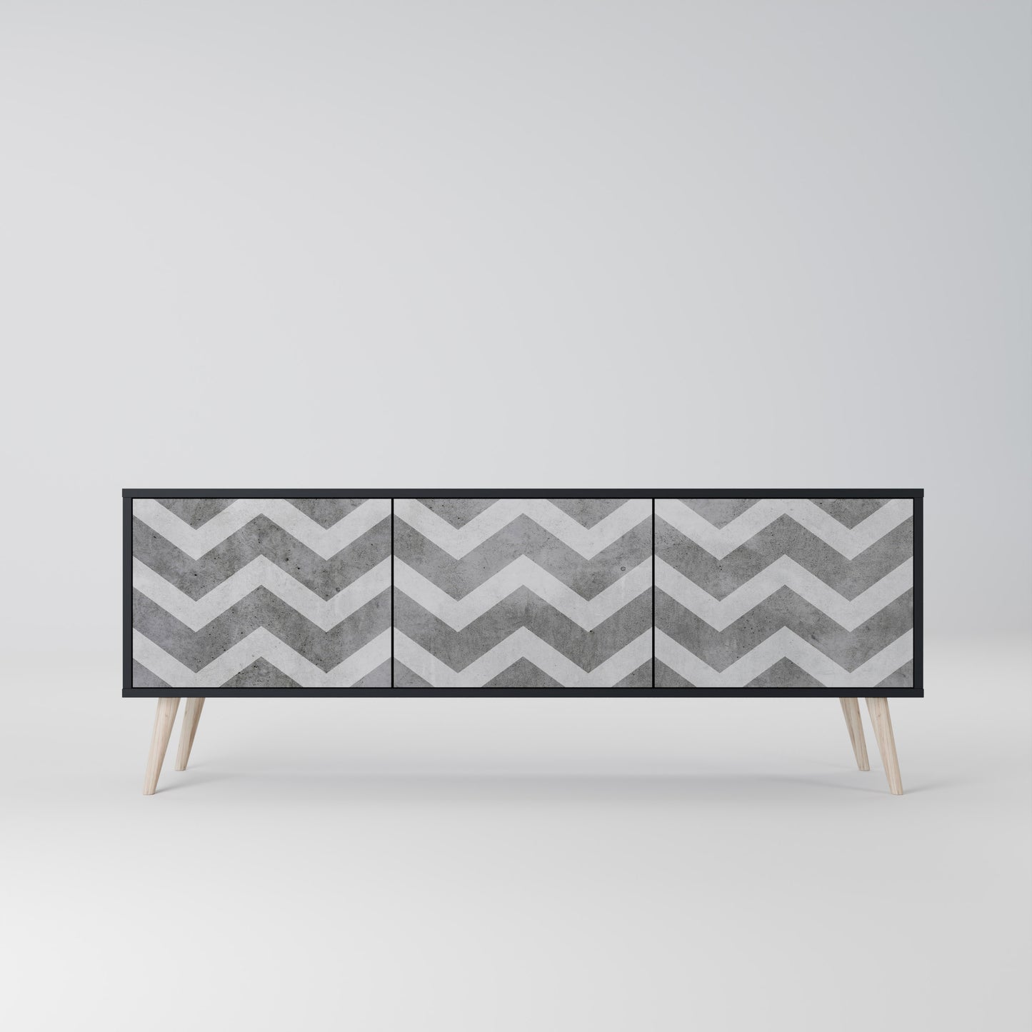 TOUGH ZIG ZAG 3-dörrars TV-bänk i svart finish