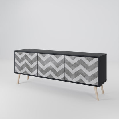 TOUGH ZIG ZAG 3-dörrars TV-bänk i svart finish