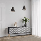 TOUGH ZIG ZAG 3-dörrars TV-bänk i svart finish