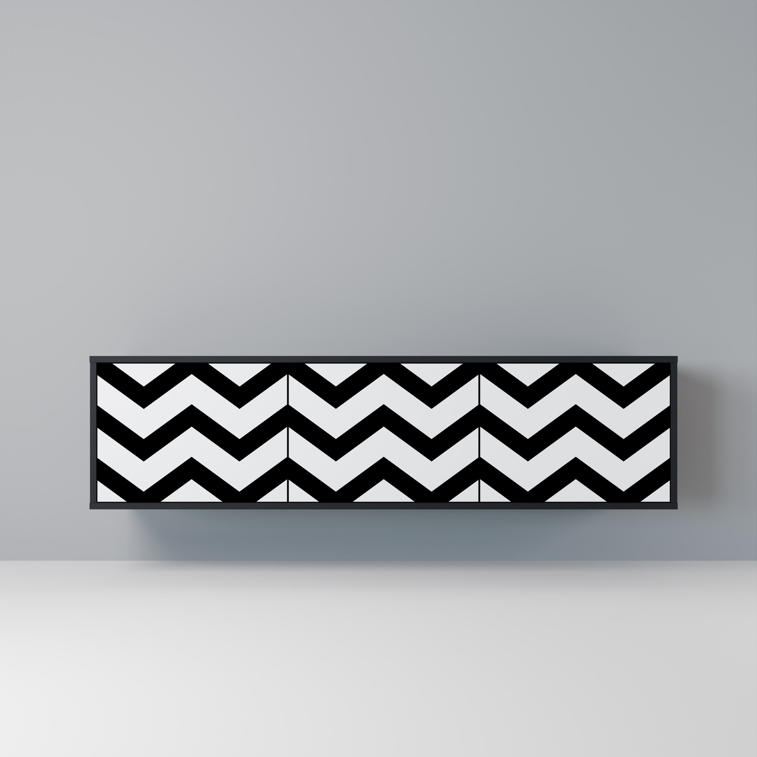 CLASSIC ZIG ZAG 3-dörrars TV-bänk i svart finish