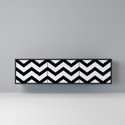 CLASSIC ZIG ZAG 3-dörrars TV-bänk i svart finish
