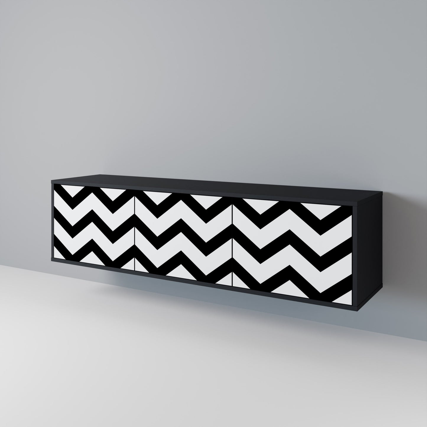 CLASSIC ZIG ZAG 3-dörrars TV-bänk i svart finish