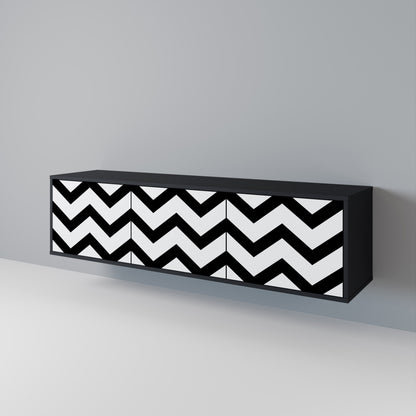 CLASSIC ZIG ZAG 3-dörrars TV-bänk i svart finish