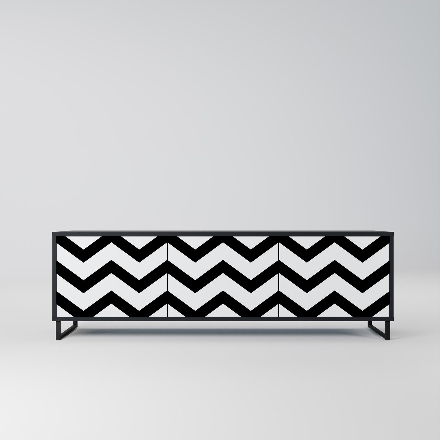 CLASSIC ZIG ZAG 3-dörrars TV-bänk i svart finish
