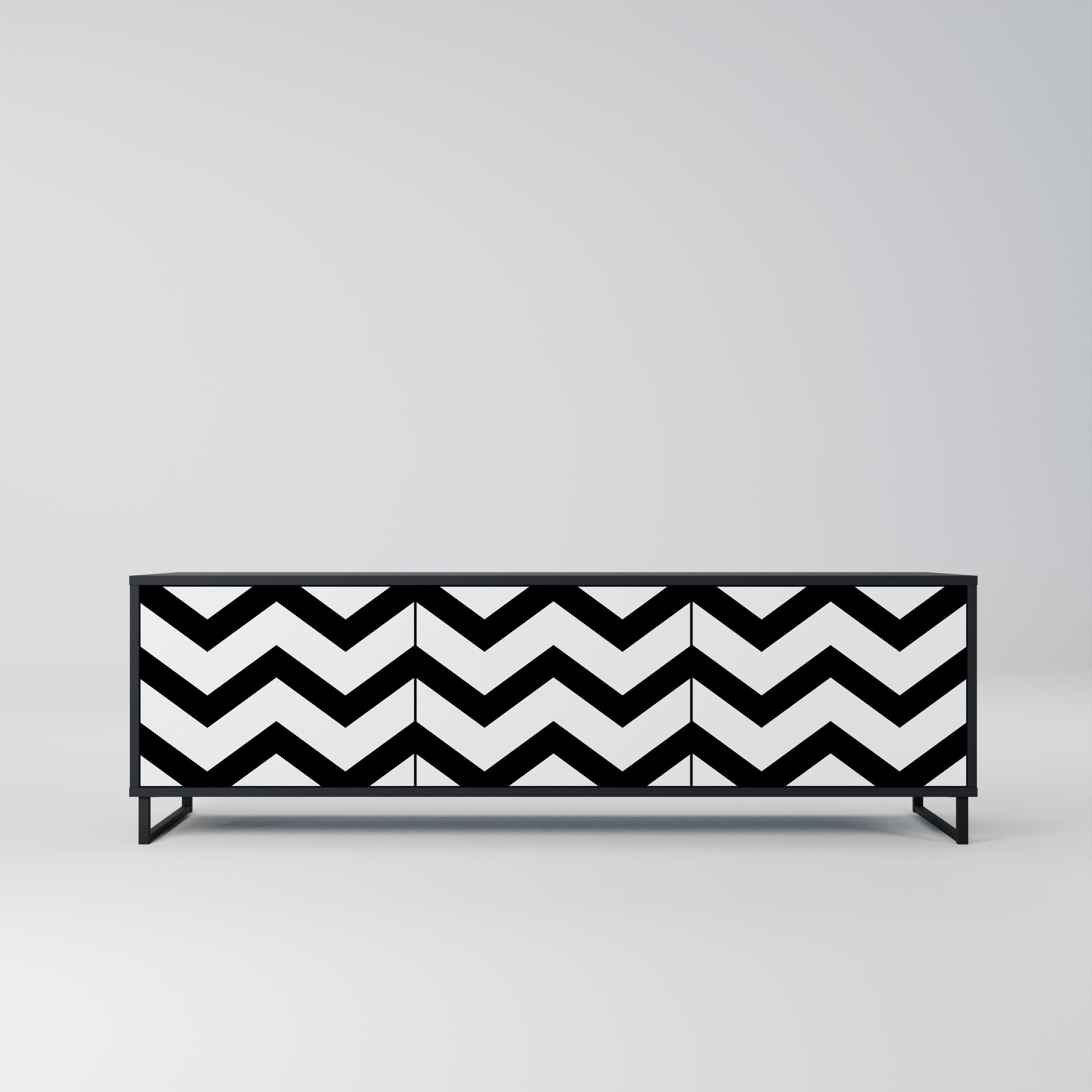 CLASSIC ZIG ZAG 3-dörrars TV-bänk i svart finish