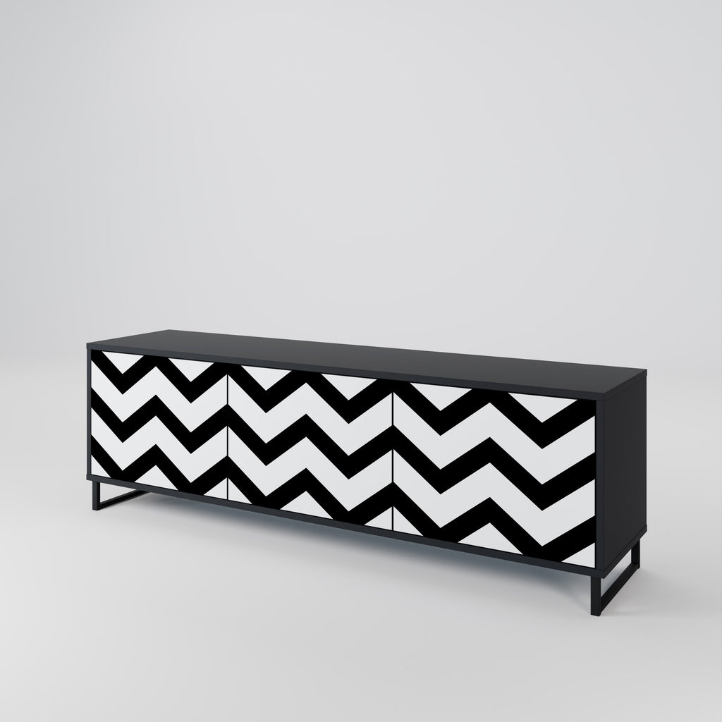 CLASSIC ZIG ZAG 3-dörrars TV-bänk i svart finish