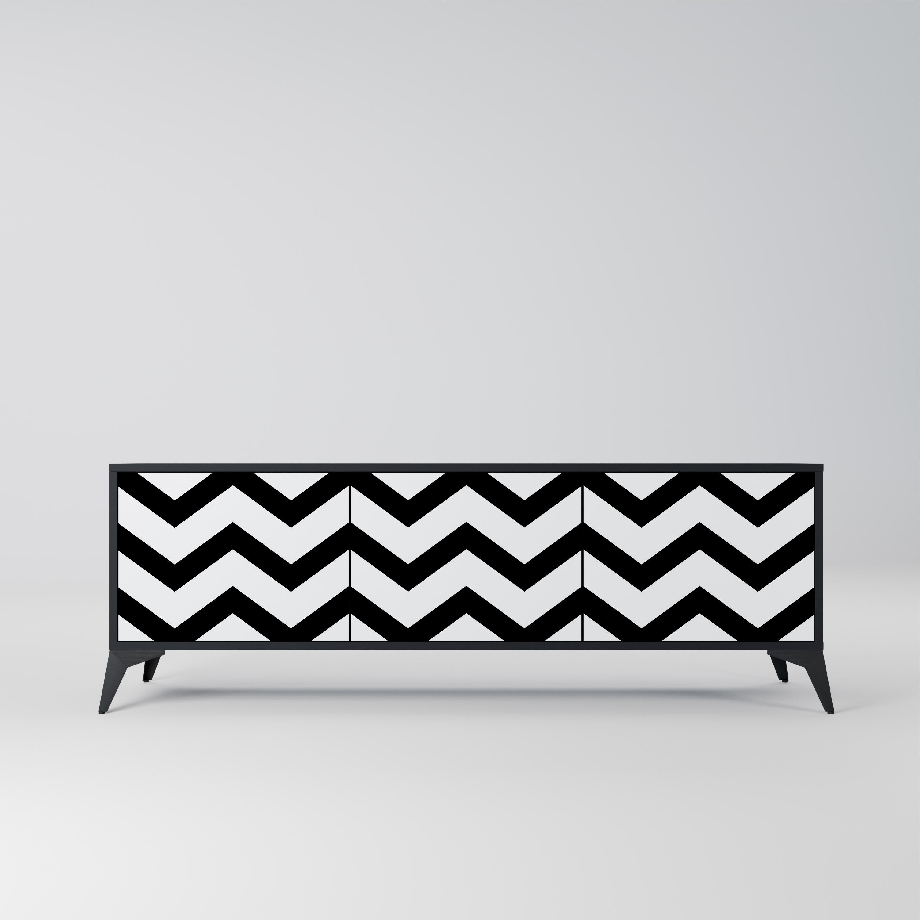 CLASSIC ZIG ZAG 3-dörrars TV-bänk i svart finish
