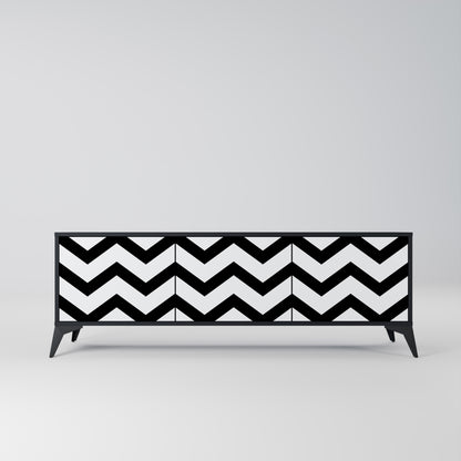 CLASSIC ZIG ZAG 3-dörrars TV-bänk i svart finish
