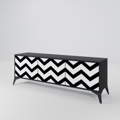 CLASSIC ZIG ZAG 3-dörrars TV-bänk i svart finish